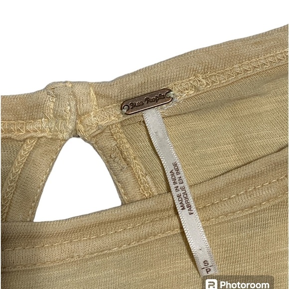 Free People Yellow Boho Peplum Slub Fabric Long Sleeve Blouse Small Size SP - Picture 5 of 9